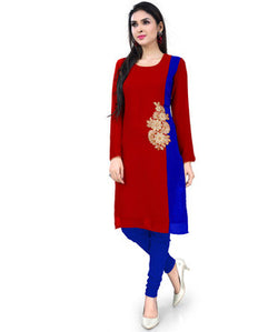 Zoom Occeanus Red And Blue Embelished Kurti